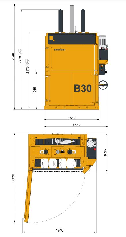 Вертикальный пресс BRAMIDAN Baler B30 архитектура